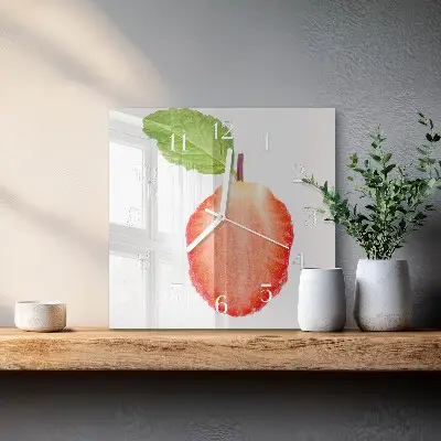 Kvadratinis stiklo laikrodis Braškė