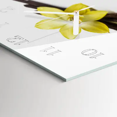 Kvadratinis stiklo laikrodis Vanilinė orchidėja