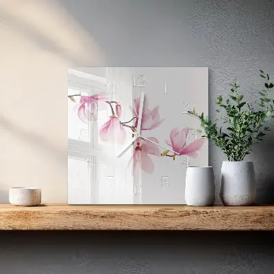Kvadratinis stiklo laikrodis Magnolija