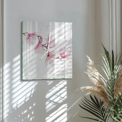 Kvadratinis stiklo laikrodis Magnolija
