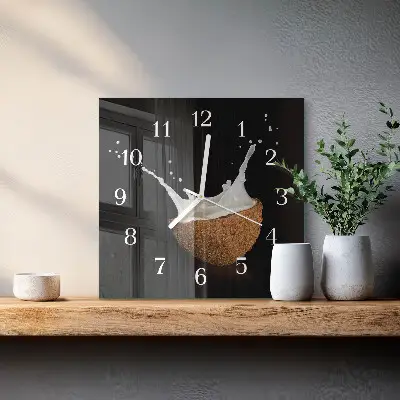 Kvadratinis laikrodis iš stiklo Kokosas