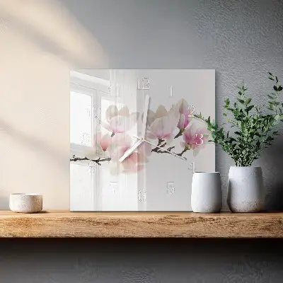 Kvadratinis stiklo laikrodis Magnolija