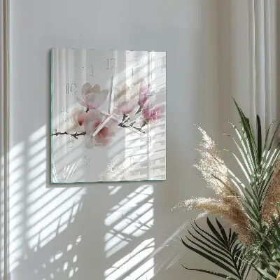 Kvadratinis stiklo laikrodis Magnolija