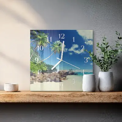 Kvadratinis stiklo laikrodis Palm Byčas