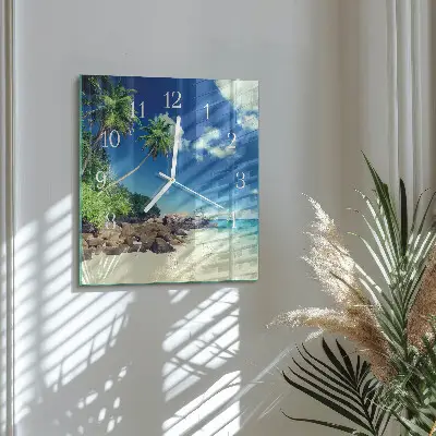 Kvadratinis stiklo laikrodis Palm Byčas
