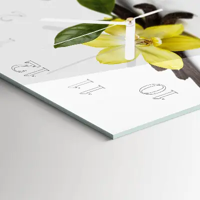 Kvadratinis stiklo laikrodis Vanilinė orchidėja