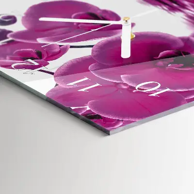 Kvadratinis stiklo laikrodis Orchidėja