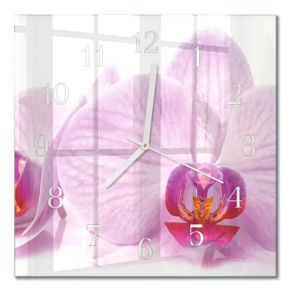 Kvadratinis stiklo laikrodis Orchidėja