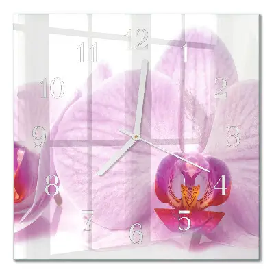 Kvadratinis stiklo laikrodis Orchidėja