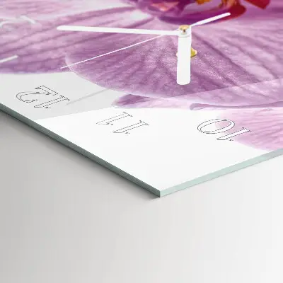 Kvadratinis stiklo laikrodis Orchidėja