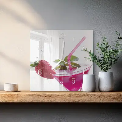 Kvadratinis laikrodis iš stiklo Kokteilis