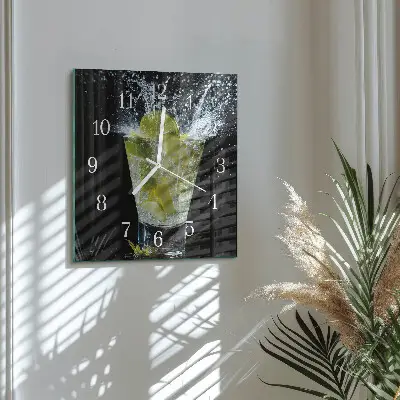 Kvadratinis laikrodis iš stiklo Kokteilis