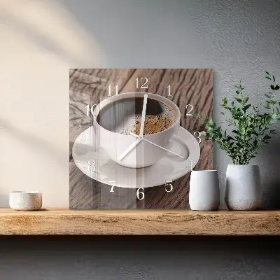Kvadratinis stiklo laikrodis Kava