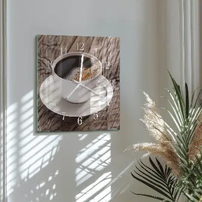 Kvadratinis stiklo laikrodis Kava