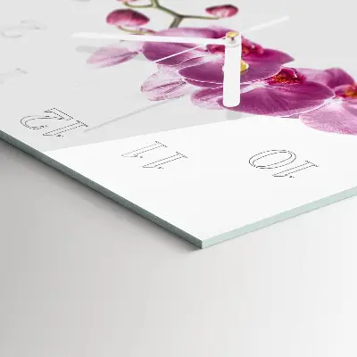 Kvadratinis laikrodis iš stiklo Orchidėja