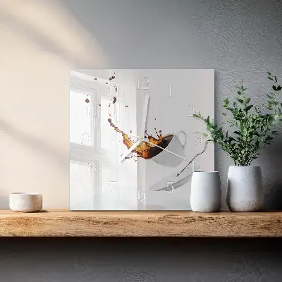 Kvadratinis stiklo laikrodis Puodelis