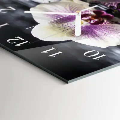 Kvadratinis laikrodis iš stiklo Orchidėja