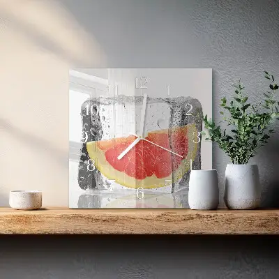Kvadratinis stiklo laikrodis Greipfrutų ledai