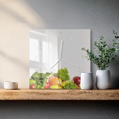 Kvadratinis stiklo laikrodis Daržovės