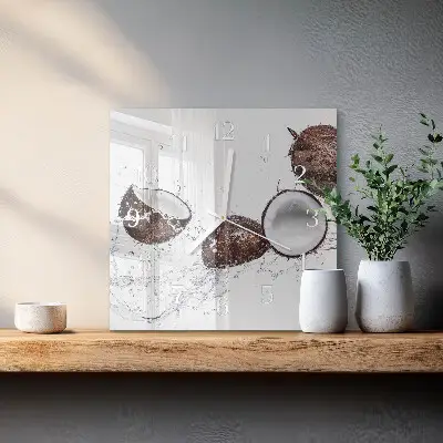 Kvadratinis stiklo laikrodis Kokosai