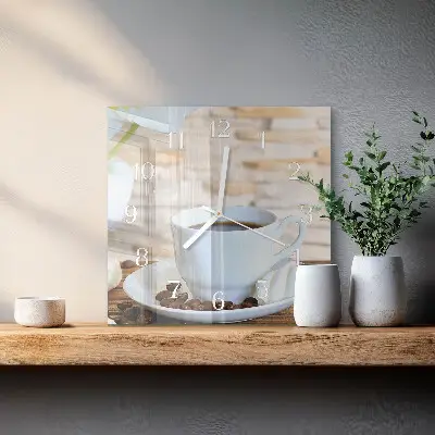 Kvadratinis stiklo laikrodis Kava