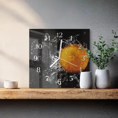 Kvadratinis stiklo laikrodis Oranžinė