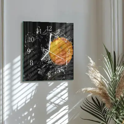 Kvadratinis stiklo laikrodis Oranžinė