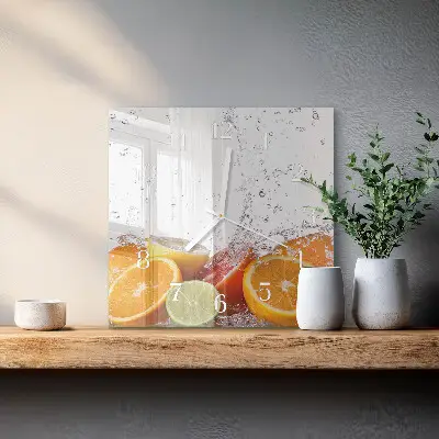 Kvadratinis stiklo laikrodis Apelsinai