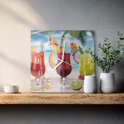 Kvadratinis laikrodis iš stiklo Kokteilis