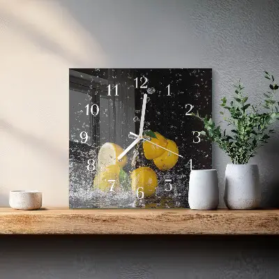 Kvadratinis laikrodis iš stiklo Citrinos