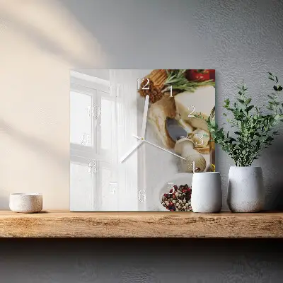 Kvadratinis stiklo laikrodis Makaronai