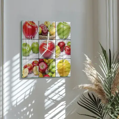 Kvadratinis laikrodis iš stiklo Obuoliai