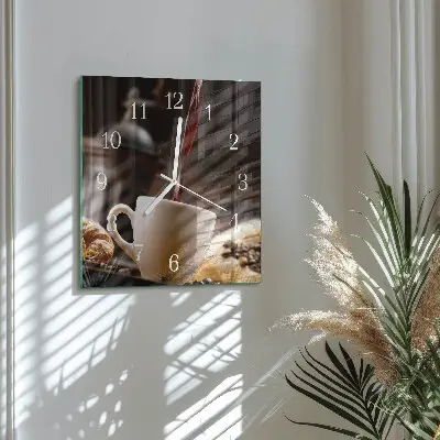 Kvadratinis laikrodis iš stiklo Kava