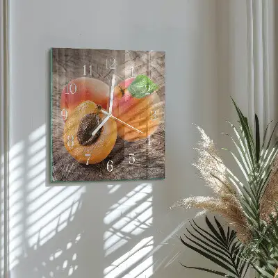 Kvadratinis laikrodis iš stiklo Abrikosai