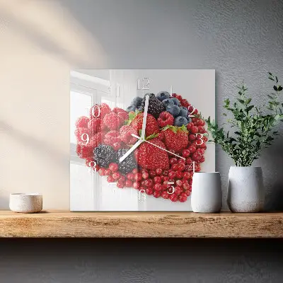 Kvadratinis laikrodis iš stiklo Vaisiai