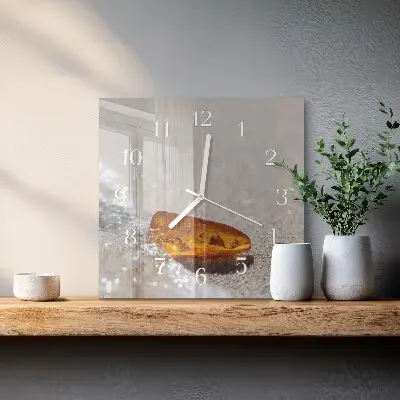 Kvadratinis stiklo laikrodis Gintaras