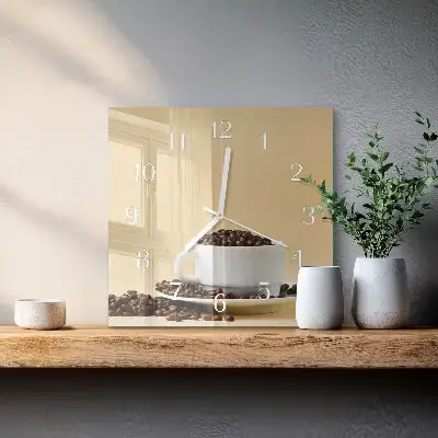 Kvadratinis stiklo laikrodis Kava