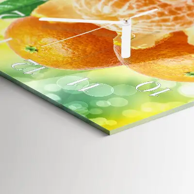 Kvadratinis laikrodis iš stiklo Apelsinai