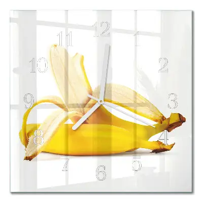 Kvadratinis stiklo laikrodis Bananai