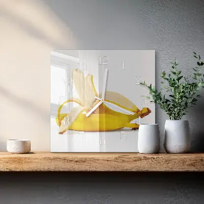 Kvadratinis stiklo laikrodis Bananai