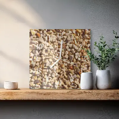 Kvadratinis laikrodis iš stiklo Žvyras