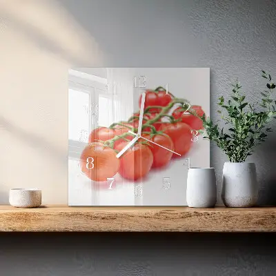 Kvadratinis stiklo laikrodis Pomidorai