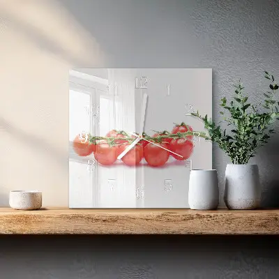 Kvadratinis laikrodis iš stiklo Pomidorai