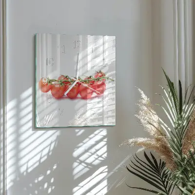 Kvadratinis laikrodis iš stiklo Pomidorai