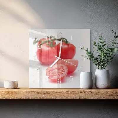 Kvadratinis stiklo laikrodis Pomidorai