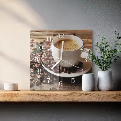 Kvadratinis stiklo laikrodis Kava