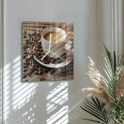 Kvadratinis stiklo laikrodis Kava