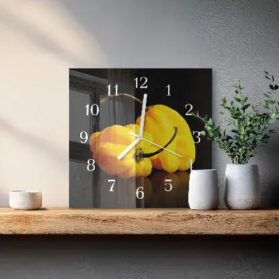 Kvadratinis stiklo laikrodis Pipirai