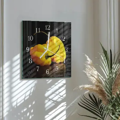Kvadratinis stiklo laikrodis Pipirai