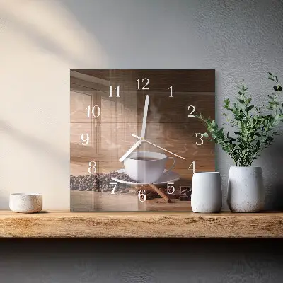 Kvadratinis stiklo laikrodis Kava